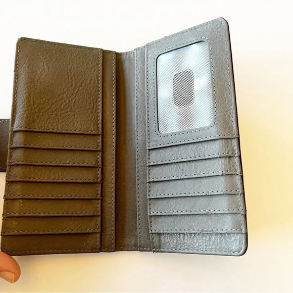 Fossil Logan Gray Leather‎ Wallet Goldtone Hardware - Picture 4 of 8